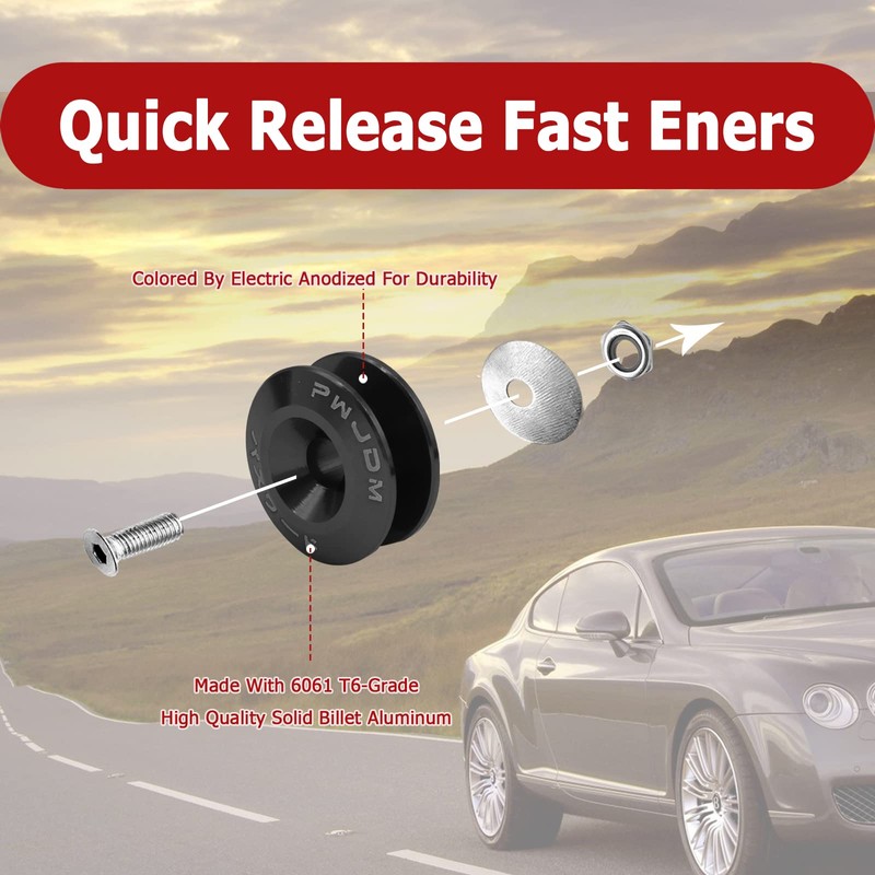 Universal Billet Bumper Trunk Quick Release Fastener Kit, Quick Release