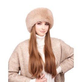 Futrzane Modern Headband - Ladies Winter Fur Headbands - Soft Russian Ear Warmer - Size XL (Beige Long Modern)