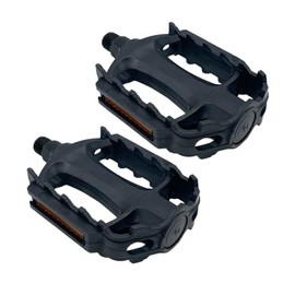 ANDINUS Reinforced Polymer Bicycle Pedals, Compatible with Standard Thread 9/16 Inch, Cage Design with Ball Bearings, Sturdy and Light, 110 x 80 mm, Black