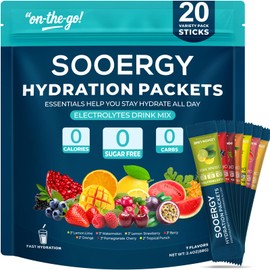 Sooergy Electrolytes Powder Packets Sugar Free Hydration Packets, 7 Flavors Liquid Daily IV Electrolyte Drink Mixes for Rehydration with Electrolytes, Vitamins, 0 Calorie, 20 Sticks
