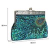 Womens Sequin Beaded Evening Bag Antique Peacock Evening Wedding Clutch