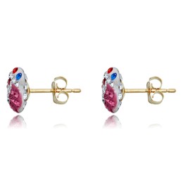 AVORA 10K Yellow Gold Cupcake Crystal Stud Earrings