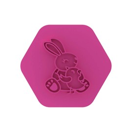LissieLou Hugging Easter Bunny and Chick Cookie Stamp Easter Celebrations Spring Icing Fondant Embosser - Light Pink