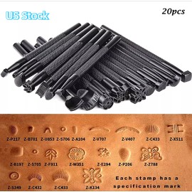 Unbranded 20PCS Different Shape Saddle Making Stamp Punch Set Carving Leather Craft Tools