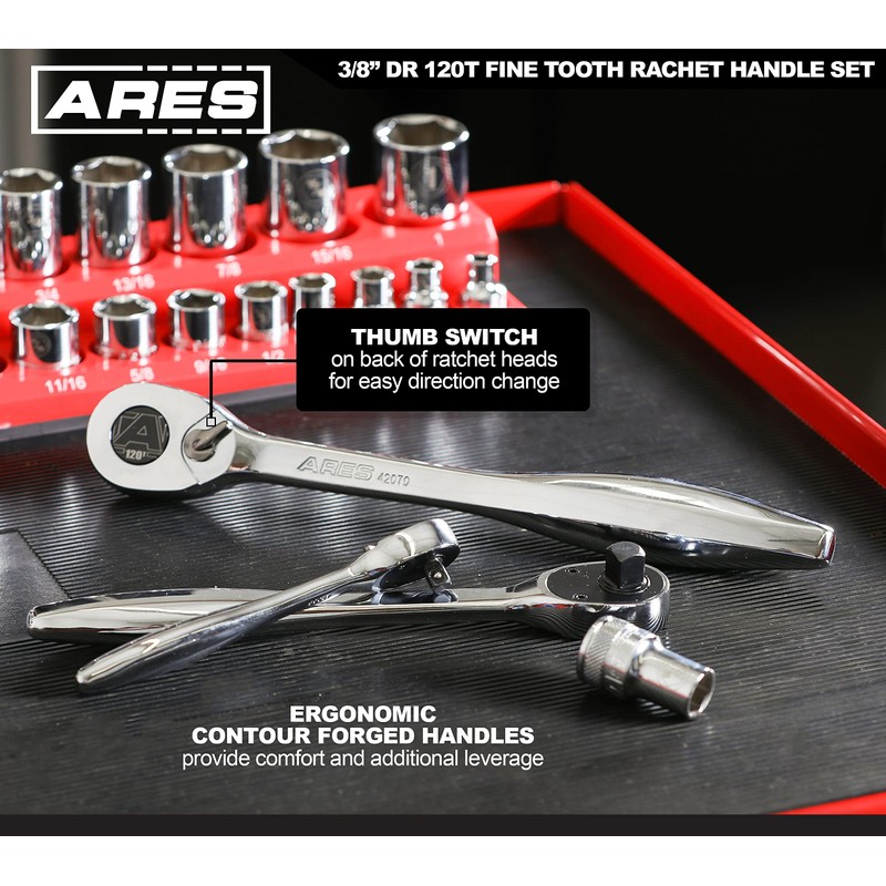 ARES 42069 – 3/8-Inch Drive 120 Tooth Ratchet – 3