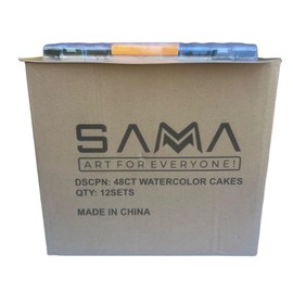 "Lot of 12 Sets: 48 Watercolor Cakes - Easy Blending, Washable Colors Set with Brushes, Refillable Brush, Watercolor Papers, Pencil & Removable Mixing Tray"