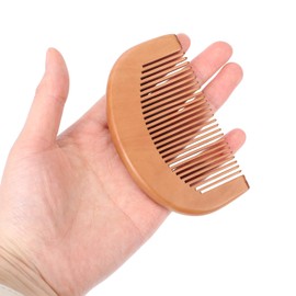 Mozeat Lens Natural Peach Wood Comb, 2 Pack Mini Wooden Comb Anti-Static Comb Close Tooth Comb Small Travel Combs Pocket Sized Fine Tooth Detangling Hair Comb for Curly-haired Women and Men's Beard