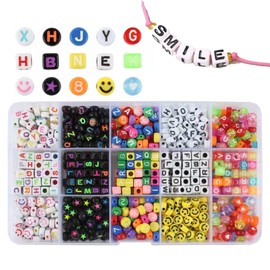 HXLJHALG 750 Pcs Letter Beads Acrylic Cube/Round Alphabet Beads for Bracelets, 4x7mm Colorful Letter Beads Bulk for Bracelet Jewelry Making Kit with Box