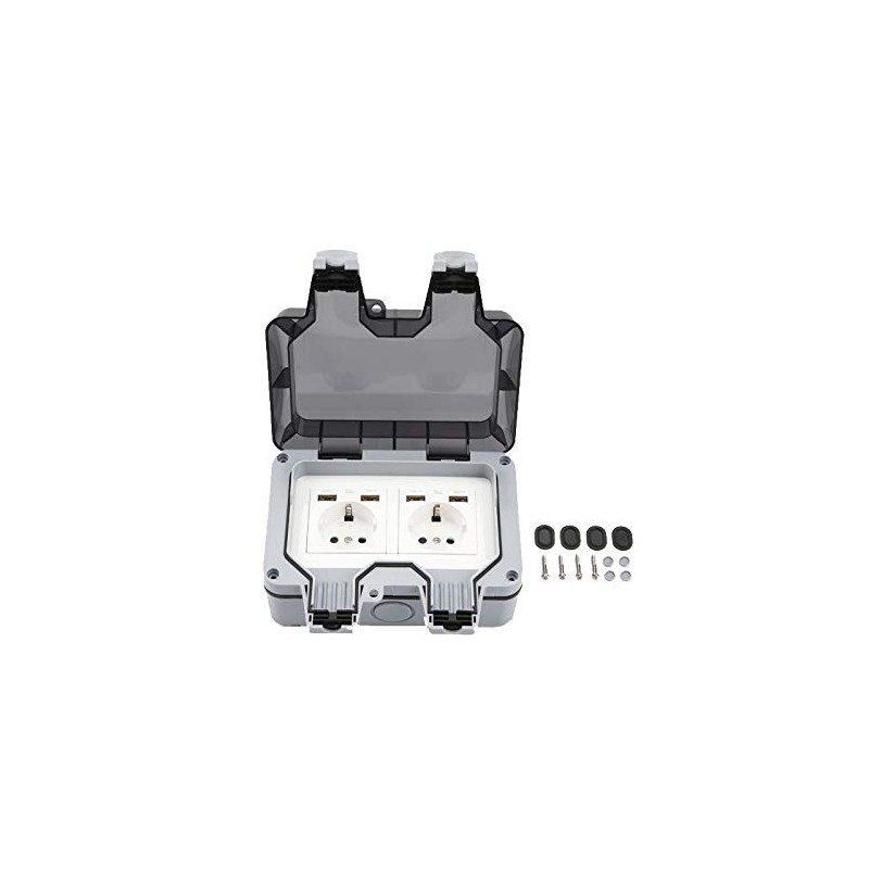 Outdoor Socket with USB Ports IP66 Weatherproof for Wet Room