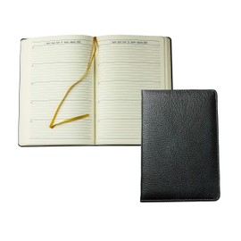 DELMON VARONE - 5 Year Calendar "Everlasting" Bound Soft Grain Leather Black - Organiser Diary (1 Day 1 Page) - Calendar Book Planner with Day Overview - Notebook Diary in Hard Cover