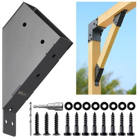Brukid 8pc 45°-Degree Angle Support Bracket, 2x4 (Actual 1.5''x3.5'') Angle Bracket, Suitable for Pergolas, Gazebo, Deck Porch, Cabin Elevated Wood Support Bracket kit (Frosted-Black)