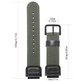 18mm Nylon Strap Compatible with Casio AE-1200WH AQ-S810W SGW-300H 400 Leather Repalcement Watch band - ArmyGreen Black Buckle