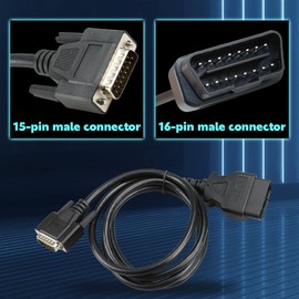 GWNOWZZET 5ft OBDII OBD2 Main Cable for Cen-Tech Scanner Models 98614 99722,15 pin Male to 16 pin Male OBD Cable Adapter Diagnostic Extender Cord