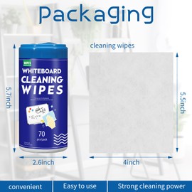Sacubee 6 Pcs Whiteboard Cleaning Wipes Disposable Dry Erase Wipes Whiteboard Wipes for Cleaning Markers Home Classroom School Office, 4 x 5.5 Inch, 70 Wipes Per Pack