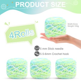 4 x 100g Knitting Wool Yarn Soft Coral Velvet Yarn Multi-Colored Crochet Yarn for Knitting Chunky Fluffy Knitting Yarn for Knitting Crochet Perfect for Bags Blankets Hats Toys Shoes Scarves Sweaters