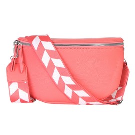 Damen Bauchtasche stylisch Umhängetasche Hüfttasche Bodybag Gürtel Crossbody Bag Schultertasche mit Verstellbaren Gurt 25 (Lachs, Klein 23 x 14 x 7 cm)