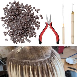 Nano Beads Hair Extensions Kit,1PCS Hair Extension Tools for Kit,Hair Extension Beads For Hair Extensionsextensions Professional Tools,Hair Extension Pliers and Loop Threader for Extending Hair