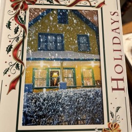 One A Christmas Story House Photo Insert Holiday Card Snow Falling Leg Lamp Fun