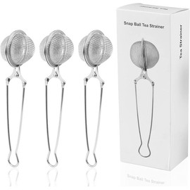 Snap Ball Tea Strainer,  3 Pack Stainless Steel Tea Infuser Filter with Handle for Loose Leaf Tea, Spices, Seasonings