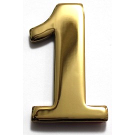 2" Solid Brass Mailbox Number #1 / Better Box Mailboxes Two Inch Tall Numbers with 3M Peel and Stick Auto Grade Adhesive - Clear Coat Sealed Weatherproof BN1