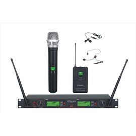 GTDaudio 2x800 Channel UHF Diversity Wireless Hand-held/Lavaliere/Headset Microphone Mic System (1 Hand held & 1 Lavaliere Mic) 733HL