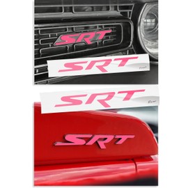 Reflective Concepts - SRT Badge Overlay Decal Stickers - Grille and Trunk - 2015-2018 Challenger SRT 392 (Hot Pink)