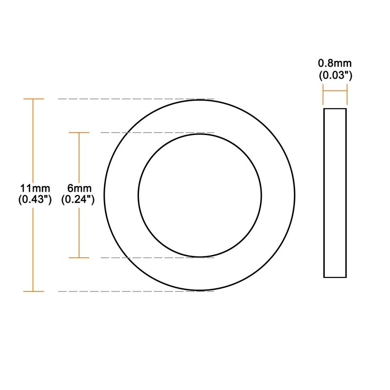 sourcing map Nylon Flat Washers M6 11mm OD 6mm ID