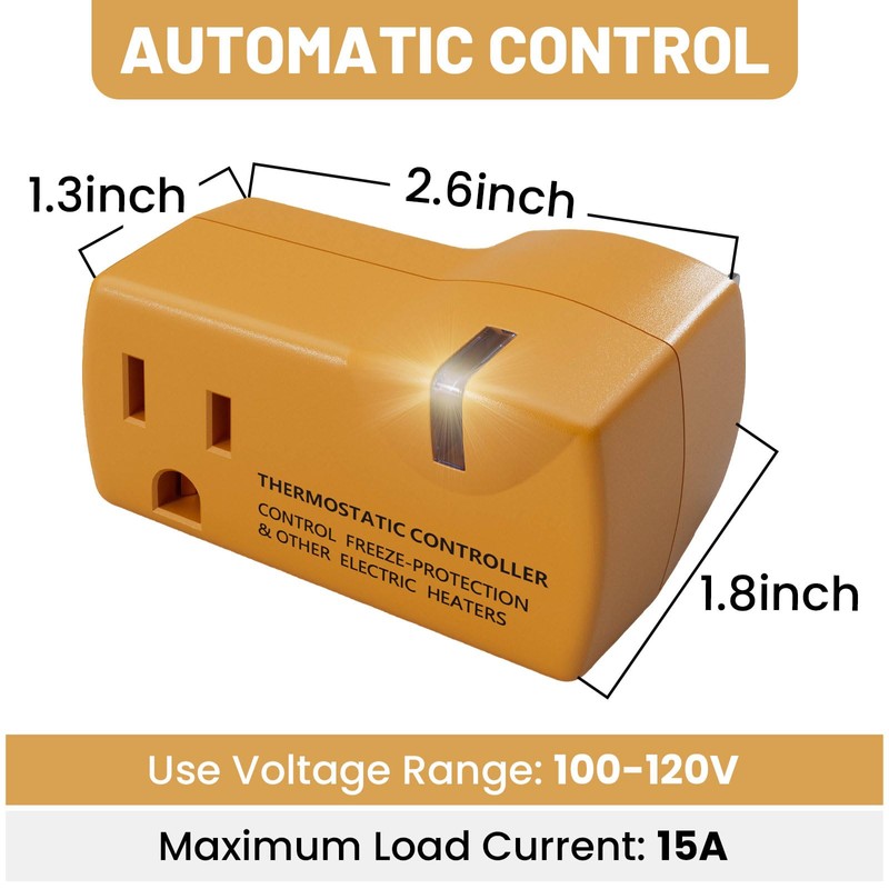 MAXKOSKO 4 PCS Freeze Thermostatically Controlled Outlet，Automatically Turn On Below