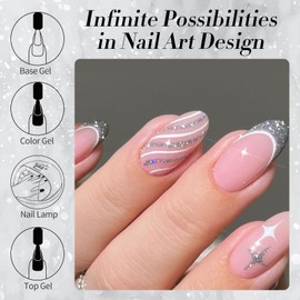 Born Pretty Born Pretty Silver Gold Reflective Glitter Gel Nail Polish Set for Christmas Nails Holographic Sparkle Glitter Gel Flash Soak Off Manicure Kit Gift