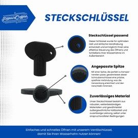 Socket Wrench Compatible with Kemper Valve Frosti & Frosti-Plus - External Wall Valve Outdoor Tap Garden House Replacement Part Tool Accessories Maintenance Repair