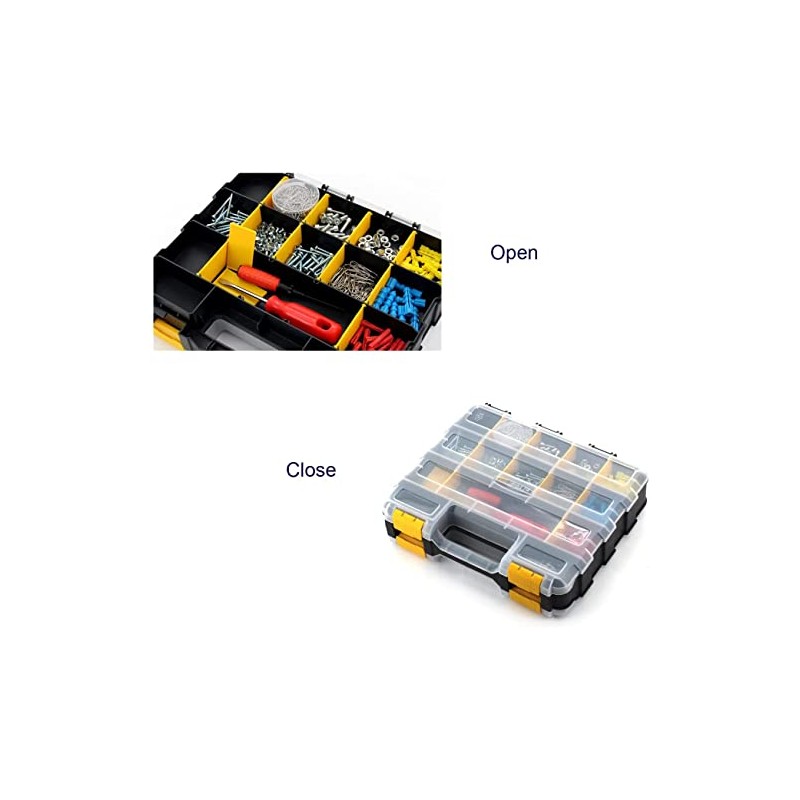 Double Side Tool Storage Box with Removable Plastic Partition, Hardware