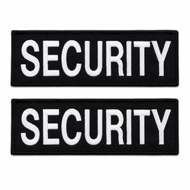 Mtgluk Security Patches 2 Pack, Hook and Loop Embroidered Patches, Jacket, Bag, Hat, Durable Outdoor Identification Patch Set (Black)