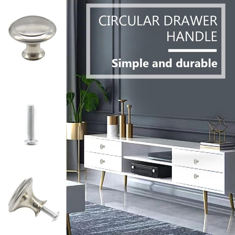 Hocansen 12 Pieces Round Metal Handles 30 mm Mushroom Shape