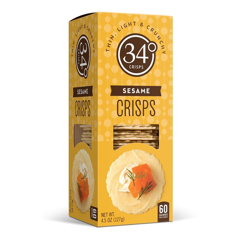 34 Degrees Sesame Crisps | Light & Crunchy Thin Crackers