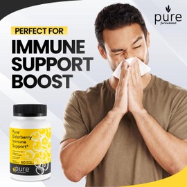 pure formulated Sambucus Elderberry Gummies with Zinc & Vitamin C - Sugar Free Elderberry Immune Support Gummies & Vitamins for Adults & Kids – Vegan & Non-GMO – 60 Count