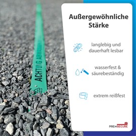 PremSecure Path Warning Tape Wastewater Pipe Warning Tape Waste Water Waste Water Pipe 75 m Tracing Tape Green Black 40 mm Wide