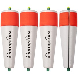 wondersee Fishing Floats Weighted Slotted Peg Popping Floats Slip Bobbers, Pack of 4 (White, 4in)