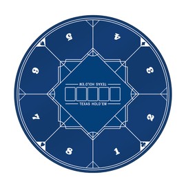 GSE Games & Sports Expert Professional Casino Blue Texas Hold'em Mat with Non-Slip Rubber Backing for Family/Friends Parties, Casino Night