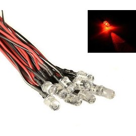 Pack of 10 x Flashing 5mm Prewired LEDs with Black Bezel Holders Light Lamp 12V Hobby Electronics Electrical (Red Flashing)