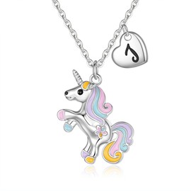 POSHJEW Gifts for Girls - Unicorn Jewelry for Girls 4-6 T Initial Heart Necklaces for Kids Girl Unicorn Jewelry Gifts for Niece Daughter