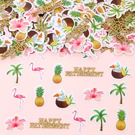 Tropical Retirement Party Decorations - 200PCS Happy Retirement Table Confetti, Hawaiian Beach Themed Retirement Party Decorations, Tropical Luau Retired Going Away Party Decorations