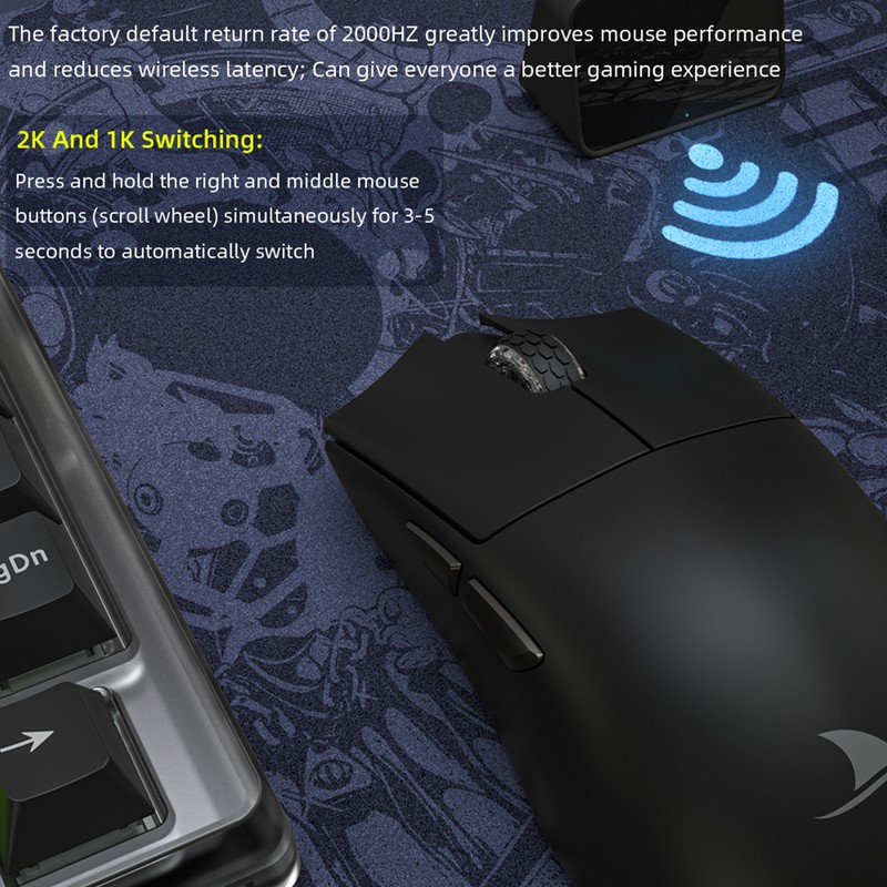 Darmoshark M3s Mini 2KHz E-sports Gaming Mouse Rechargeable Wired 2.4G