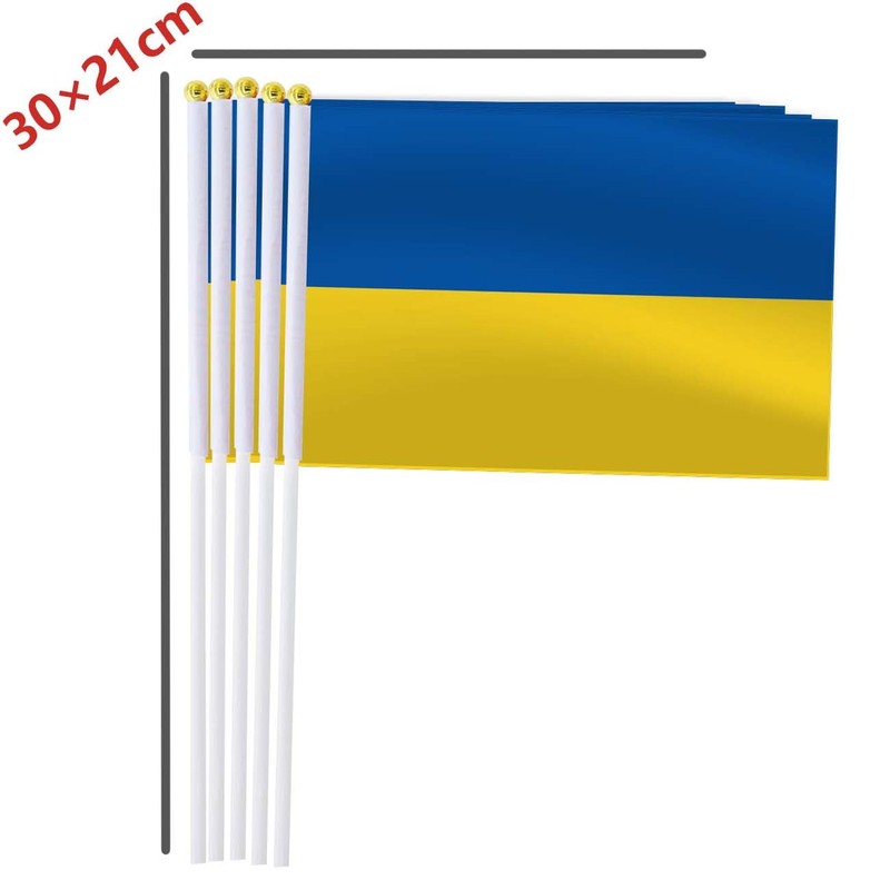 Ukraine Handheld Small Flag Set,10 PCS 5×8 Inch Mini Ukrainians
