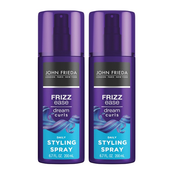 John Frieda Anti Frizz, Frizz Ease Dream Curls Daily Styling Spray for Curly Hair, Magnesium-enriched Formula, Revitalizes Natural Curls, 2-6.7 Oz