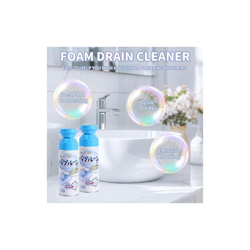 2-Pack Foaming Drain Cleaner - Powerful Sink Deodorizer & Clog