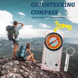 2Pcs Orienteering Compass Navigation, Hiking Compass for Expedition Map Reading, Multifunctional Waterproof Compasses, Pocket Compasses