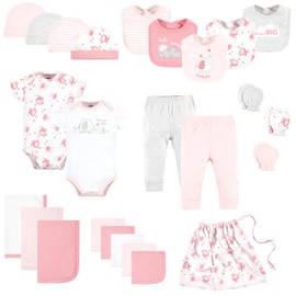 Luvable Friends Unisex Baby Layette Baby Starter Set 25pc, Girl Basic Elephant, 0-6 Months