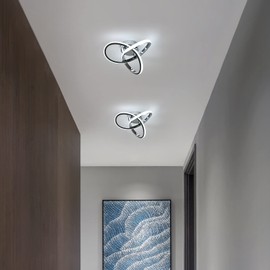 DELIPOP LED Ceiling Light, Acrylic Modern Celing Light Fixture, 22W 6500K Metal Curved Creative Design Hallway Light Fixtures Ceiling Lamp for Hallway Kitchen Bathroom Attic Aisle Staircase Bedroom