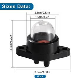 VooGenzek 6 PCS Carburetor Primer Bulb Pump, Snap-in Primer Bulb, Replace Snap in Primer Bulb Fit, Compatible with Poulan 530071835 530047213 Gas Saw