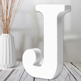 AOCEAN 6 Inch White Wood Letters Unfinished Wood Letters for Wall MAGA Decorative Standing Letters Slices Sign Board Decoration for Craft Home Party Projects (J)